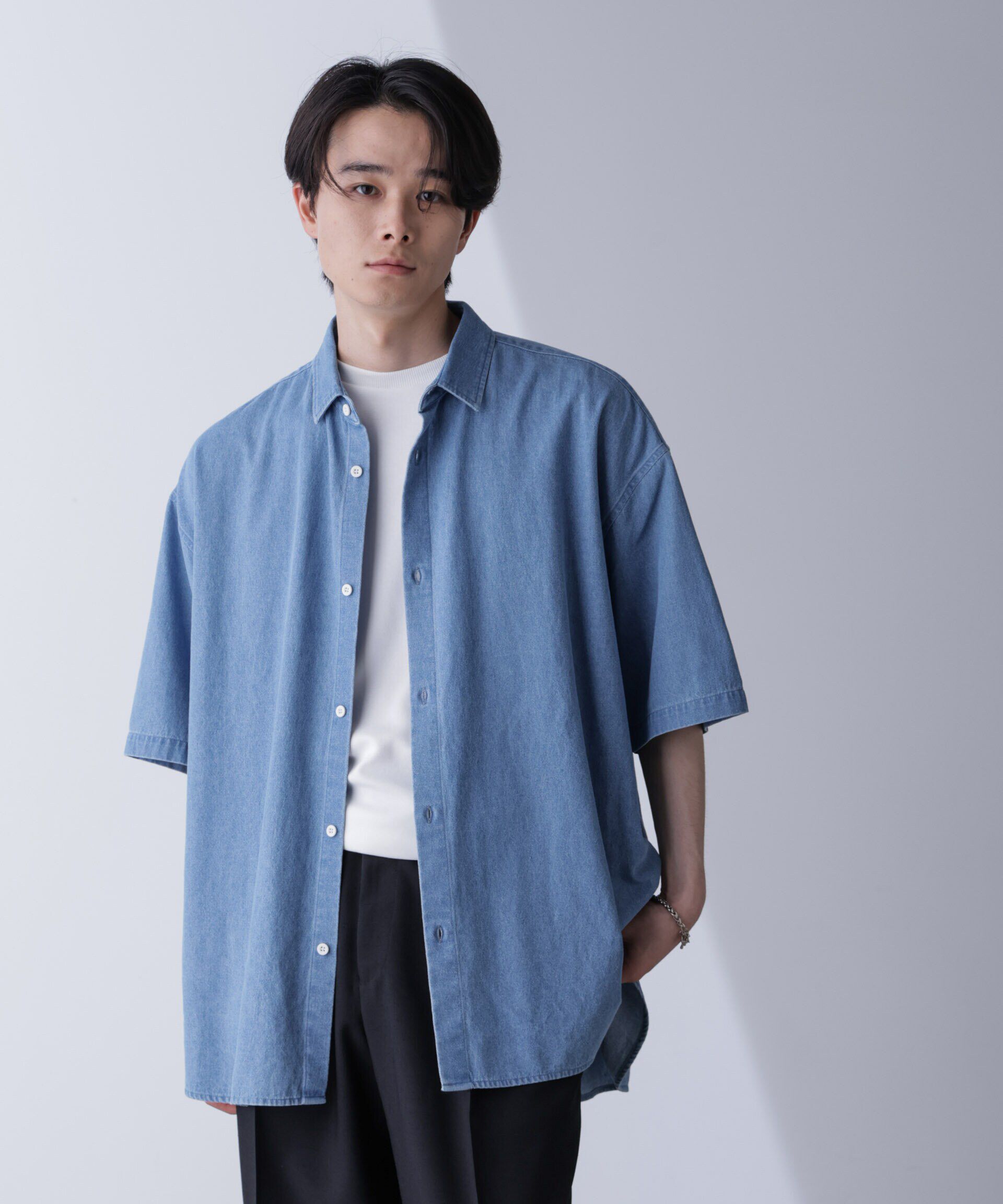 nano･universe「ライトデニムリラックスシャツ 半袖」|シャツ・ブラウス|
