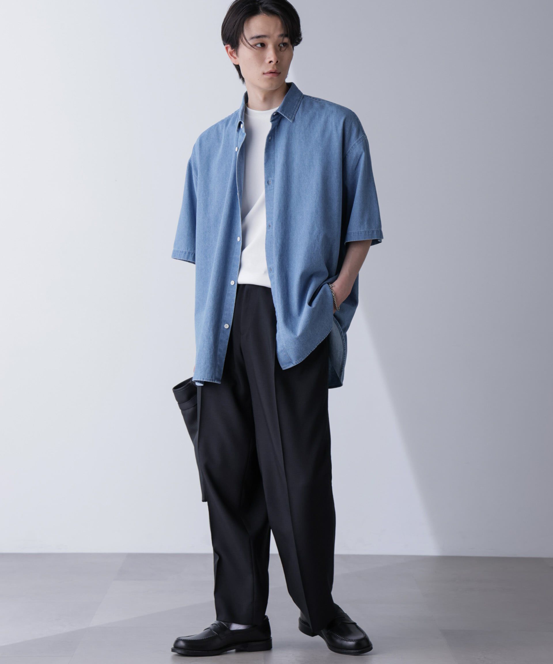 nano･universe「ライトデニムリラックスシャツ 半袖」|シャツ・ブラウス|
