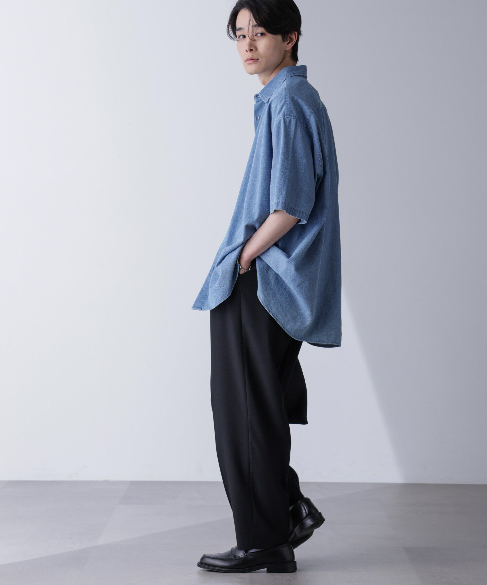 nano･universe「ライトデニムリラックスシャツ 半袖」|シャツ・ブラウス|