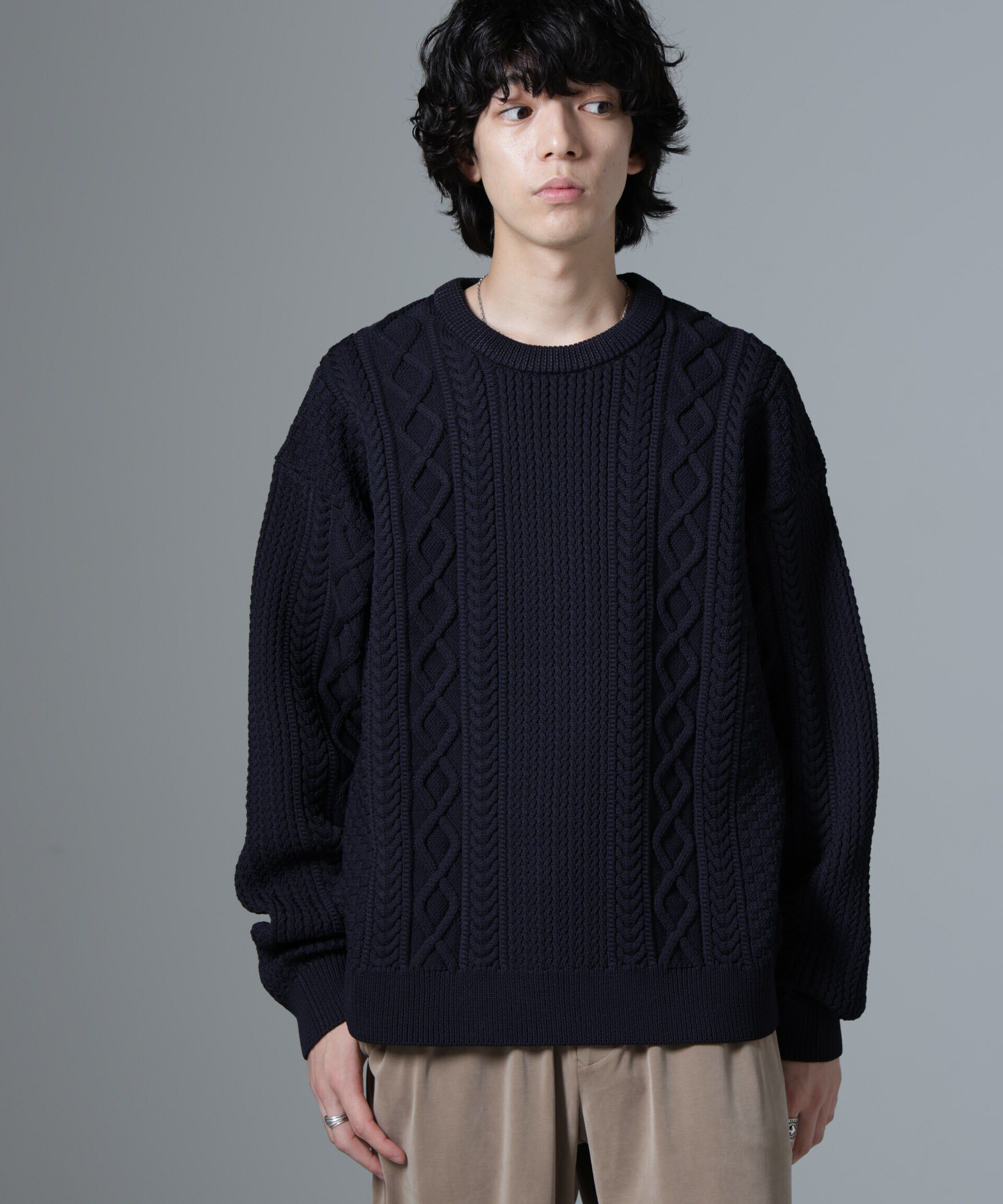 nano･universe「スポンディッシュケーブルニット」|ニット・セーター|