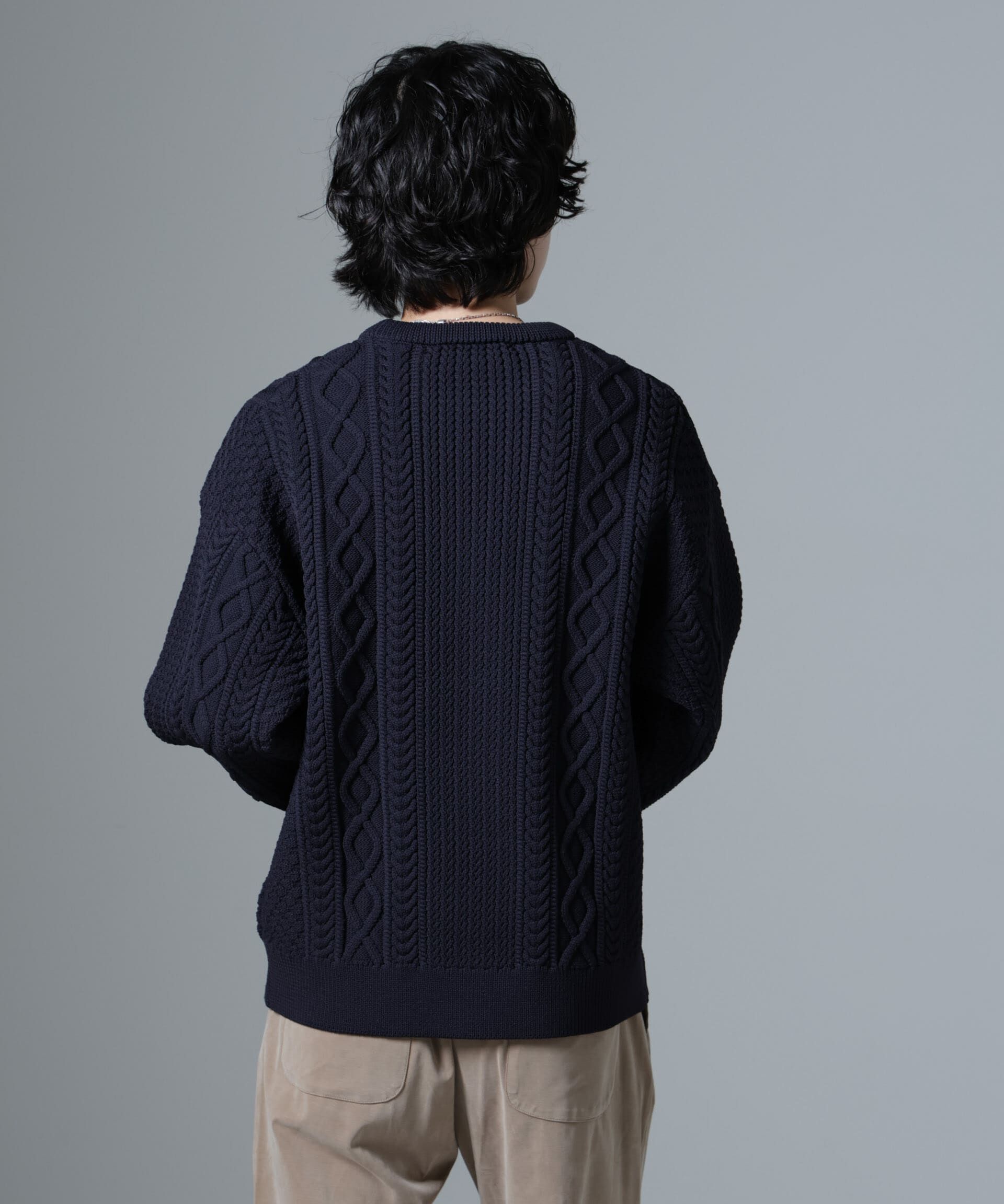 nano･universe「スポンディッシュケーブルニット」|ニット・セーター|