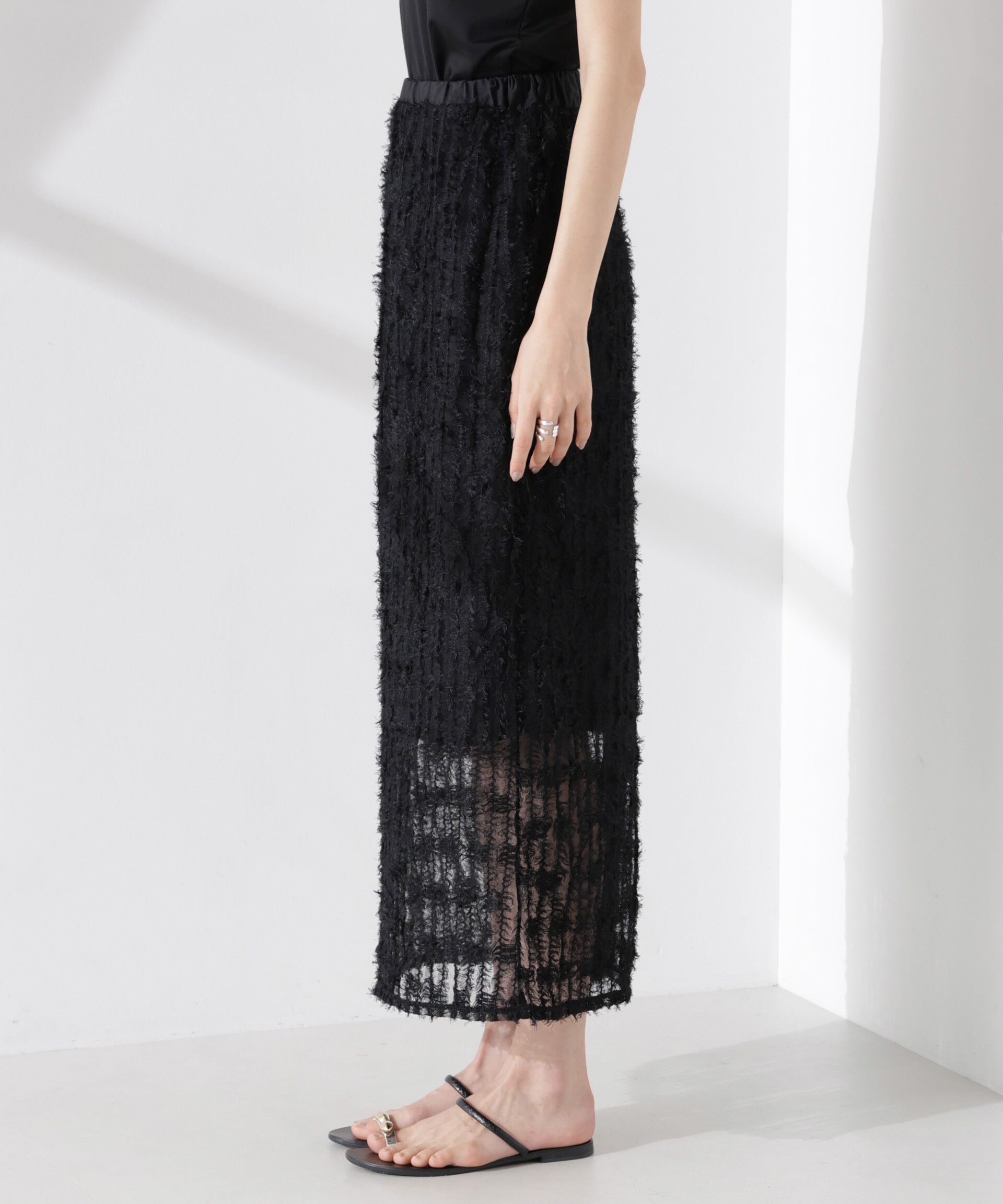 nano･universe「フリンジチュールナロースカート（セットアップ可）」|スカート|