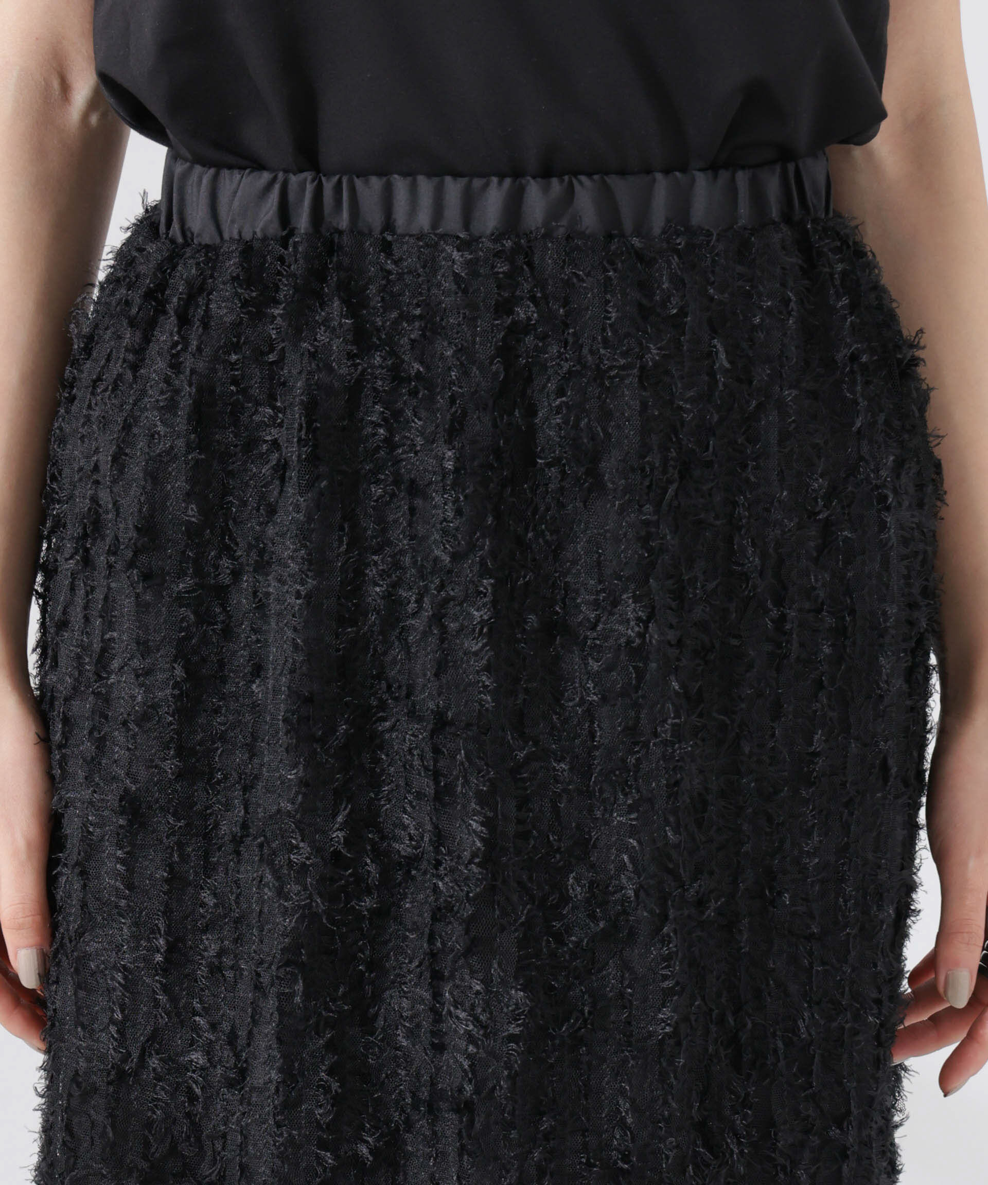 nano･universe「フリンジチュールナロースカート（セットアップ可）」|スカート|