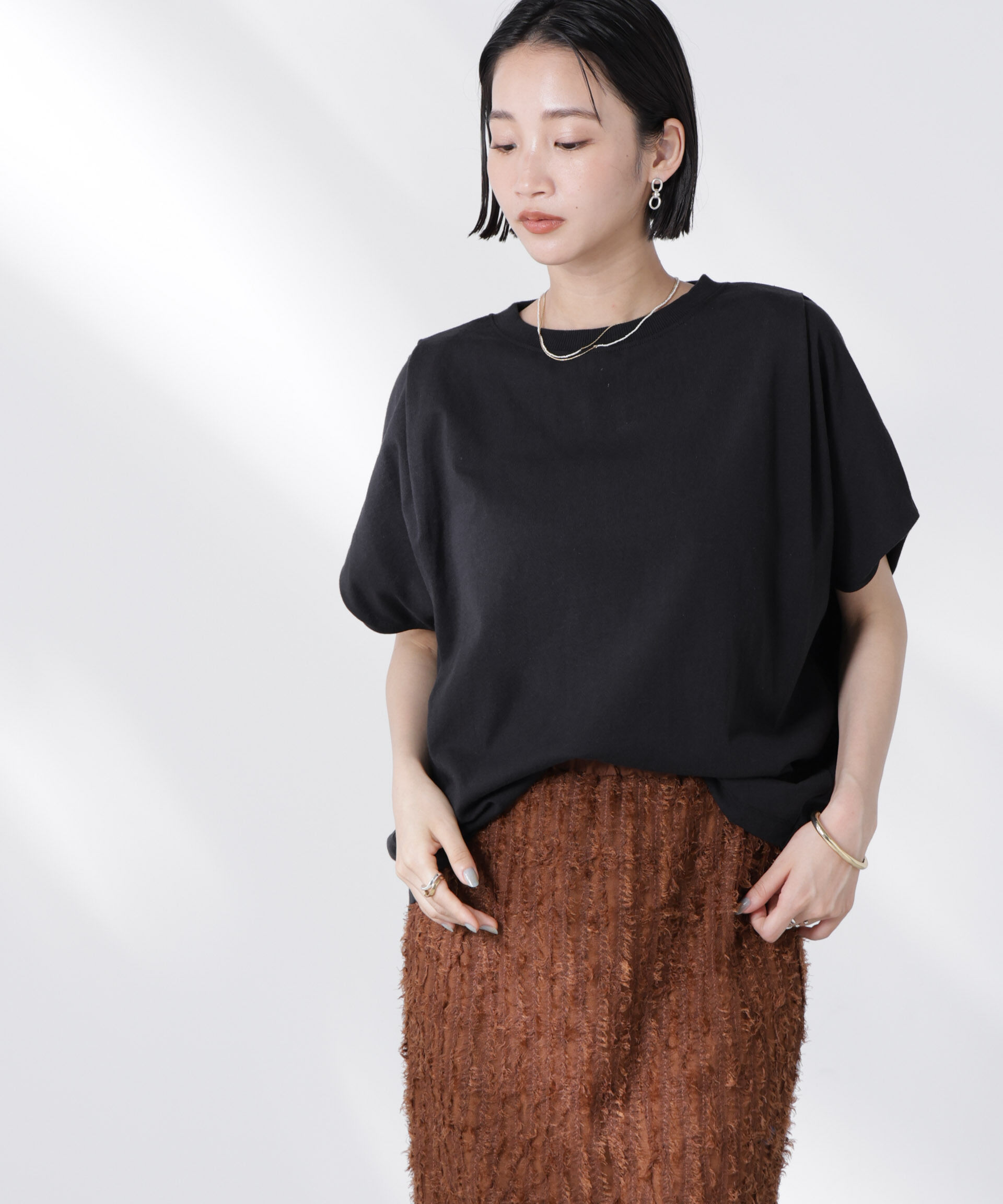 nano･universe「変形スリーブカットトップス」|Tシャツ・カットソー|