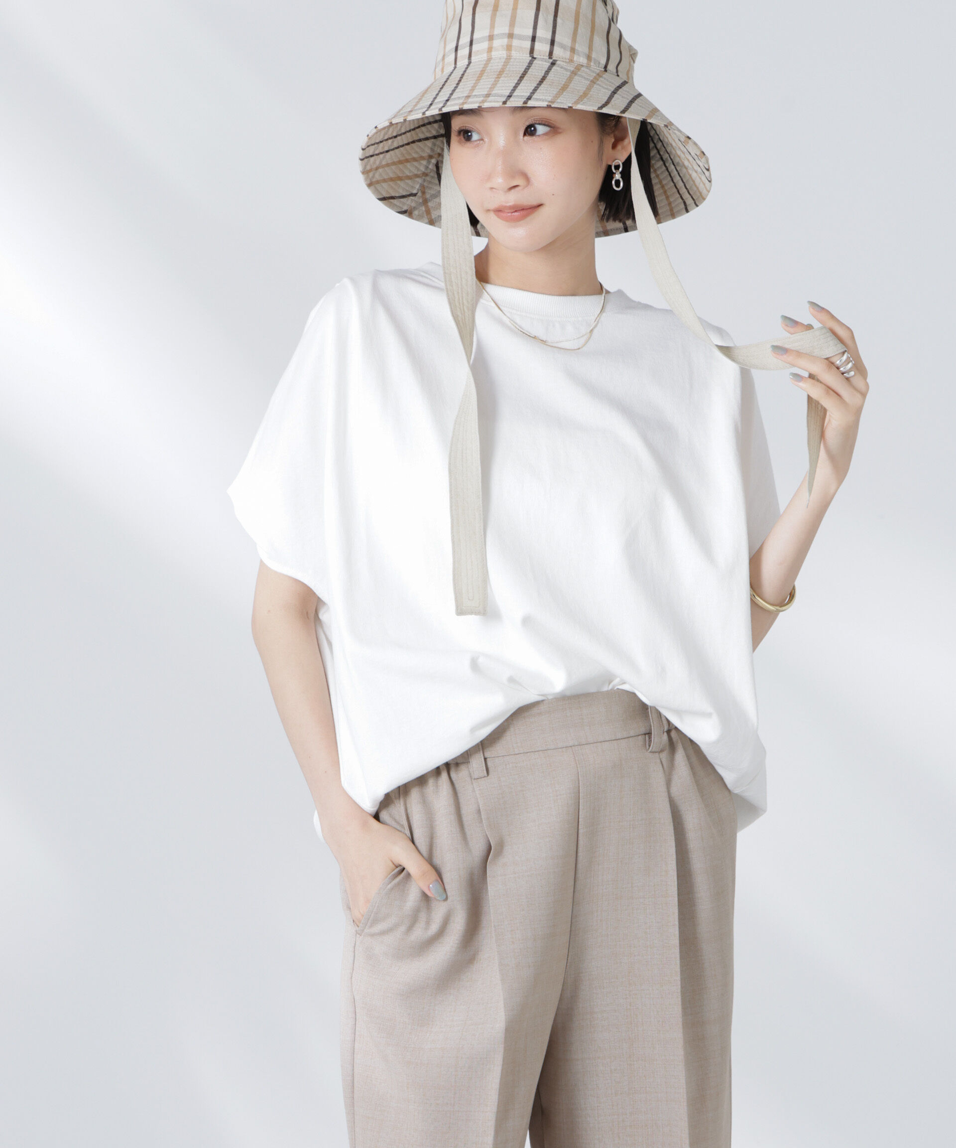 nano･universe「変形スリーブカットトップス」|Tシャツ・カットソー|