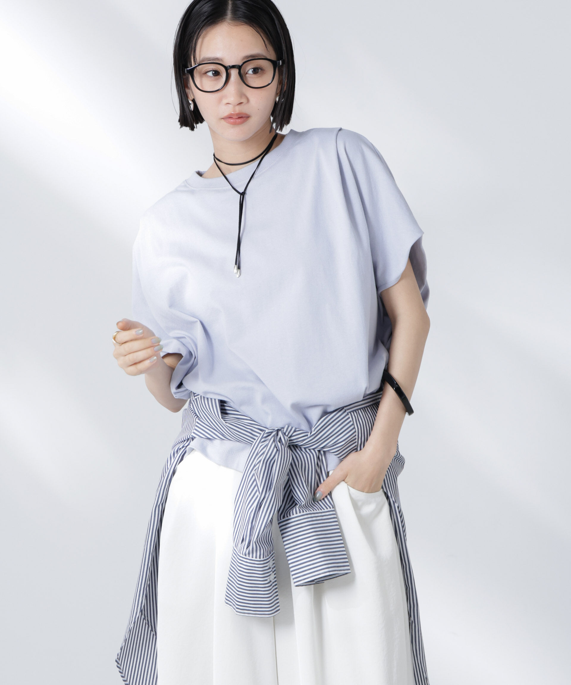 nano･universe「変形スリーブカットトップス」|Tシャツ・カットソー|