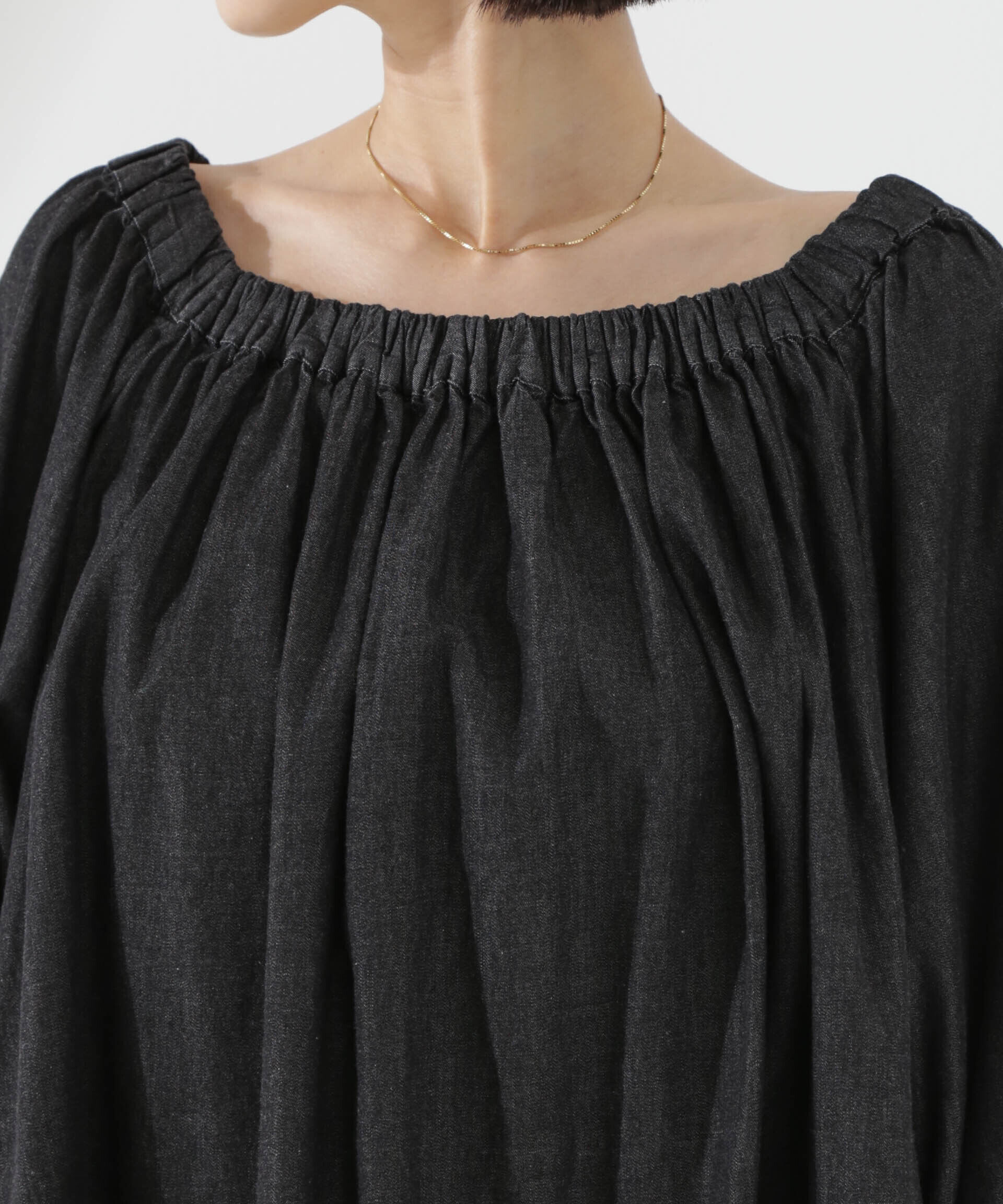 nano･universe「ライトデニムギャザーブラウス(セットアップ可)」|シャツ・ブラウス|