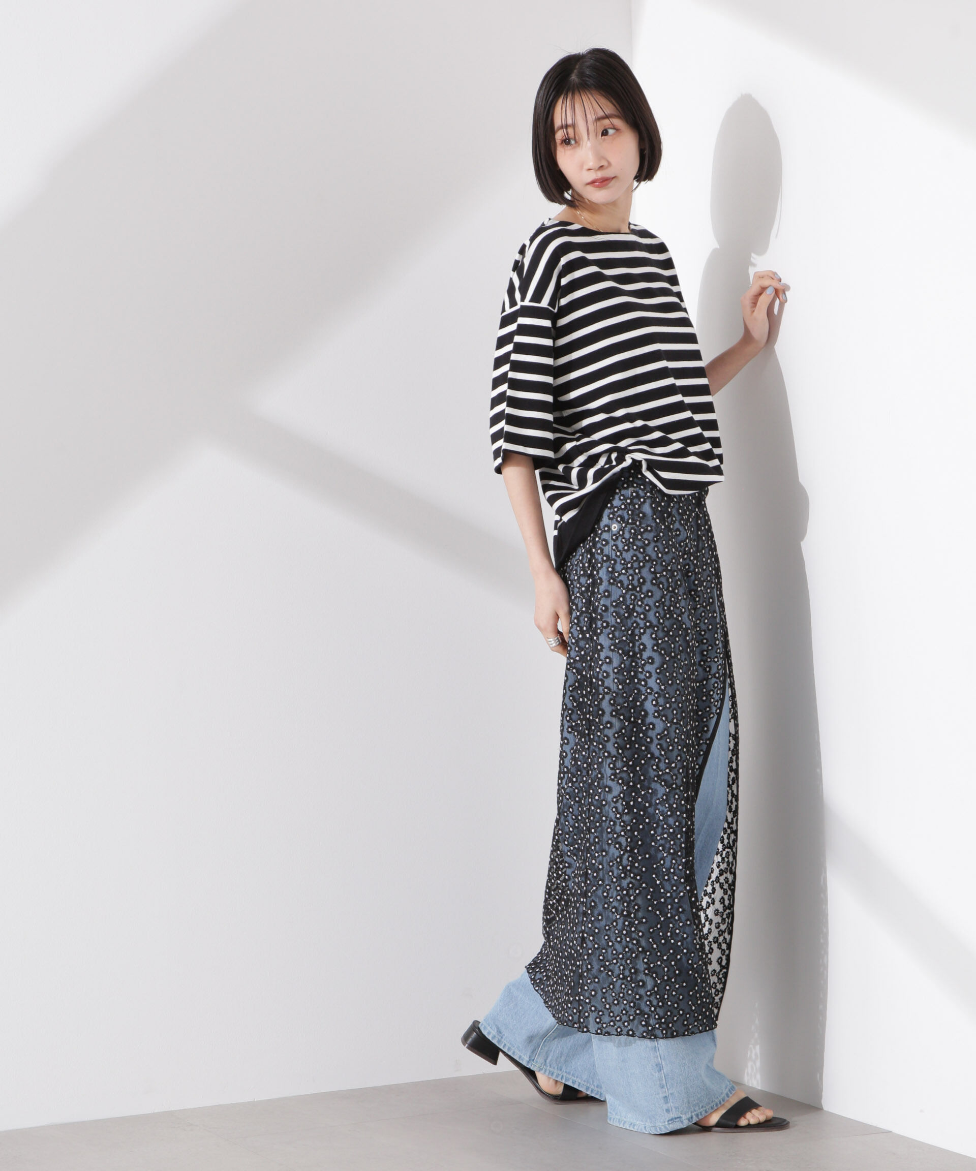 nano･universe「パネルボーダーワイドトップス」|Tシャツ・カットソー|