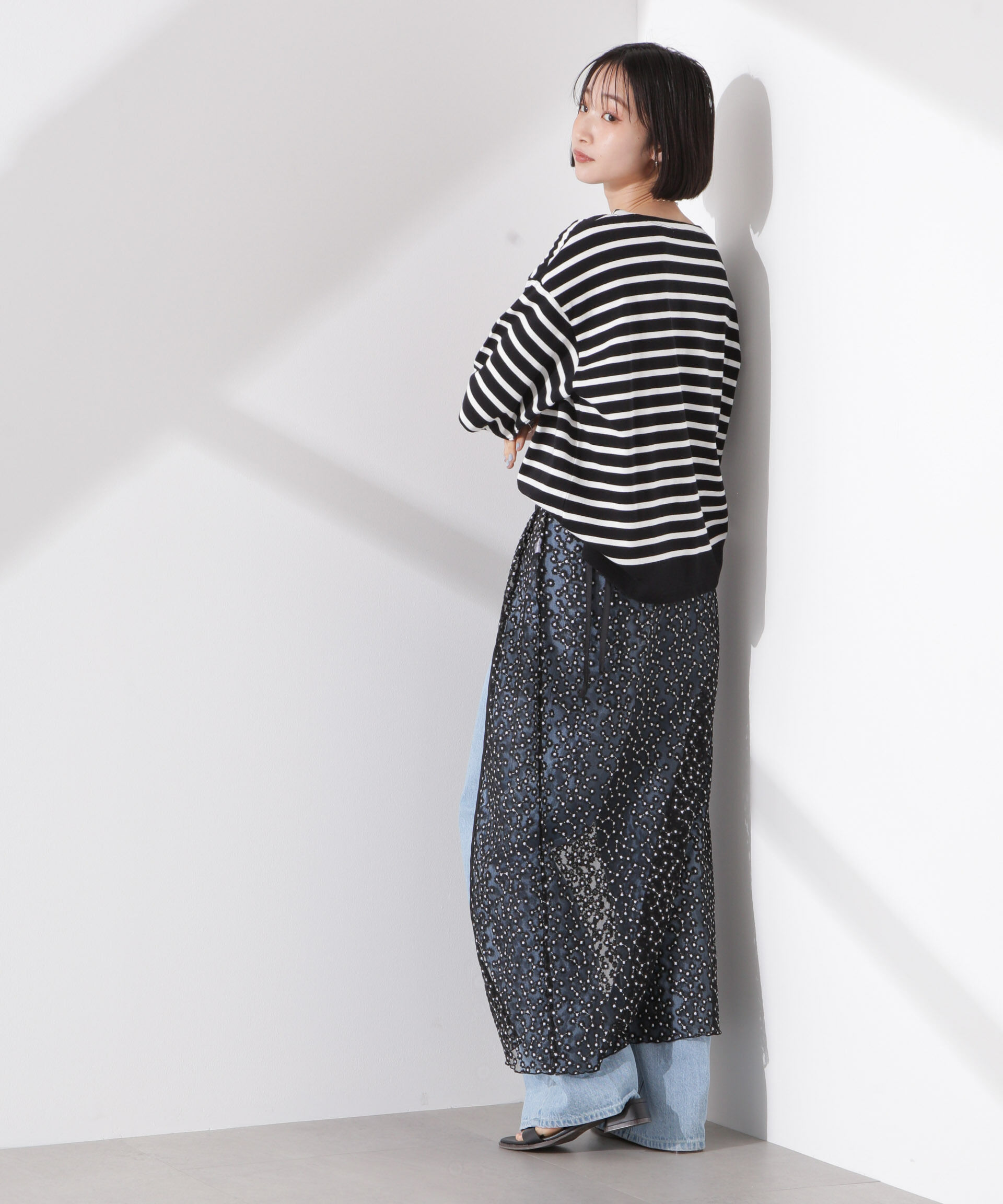 nano･universe「パネルボーダーワイドトップス」|Tシャツ・カットソー|