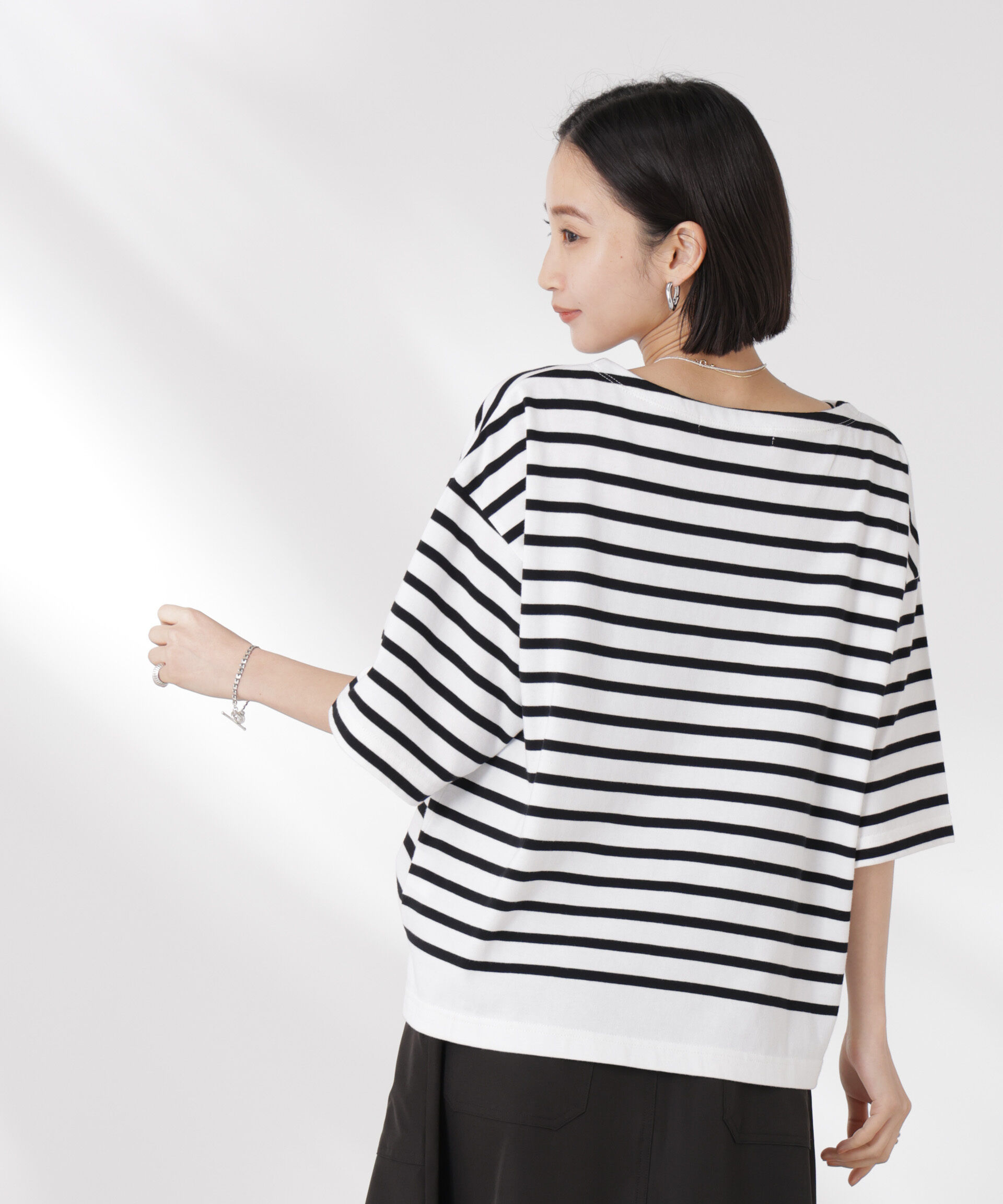 nano･universe「パネルボーダーワイドトップス」|Tシャツ・カットソー|