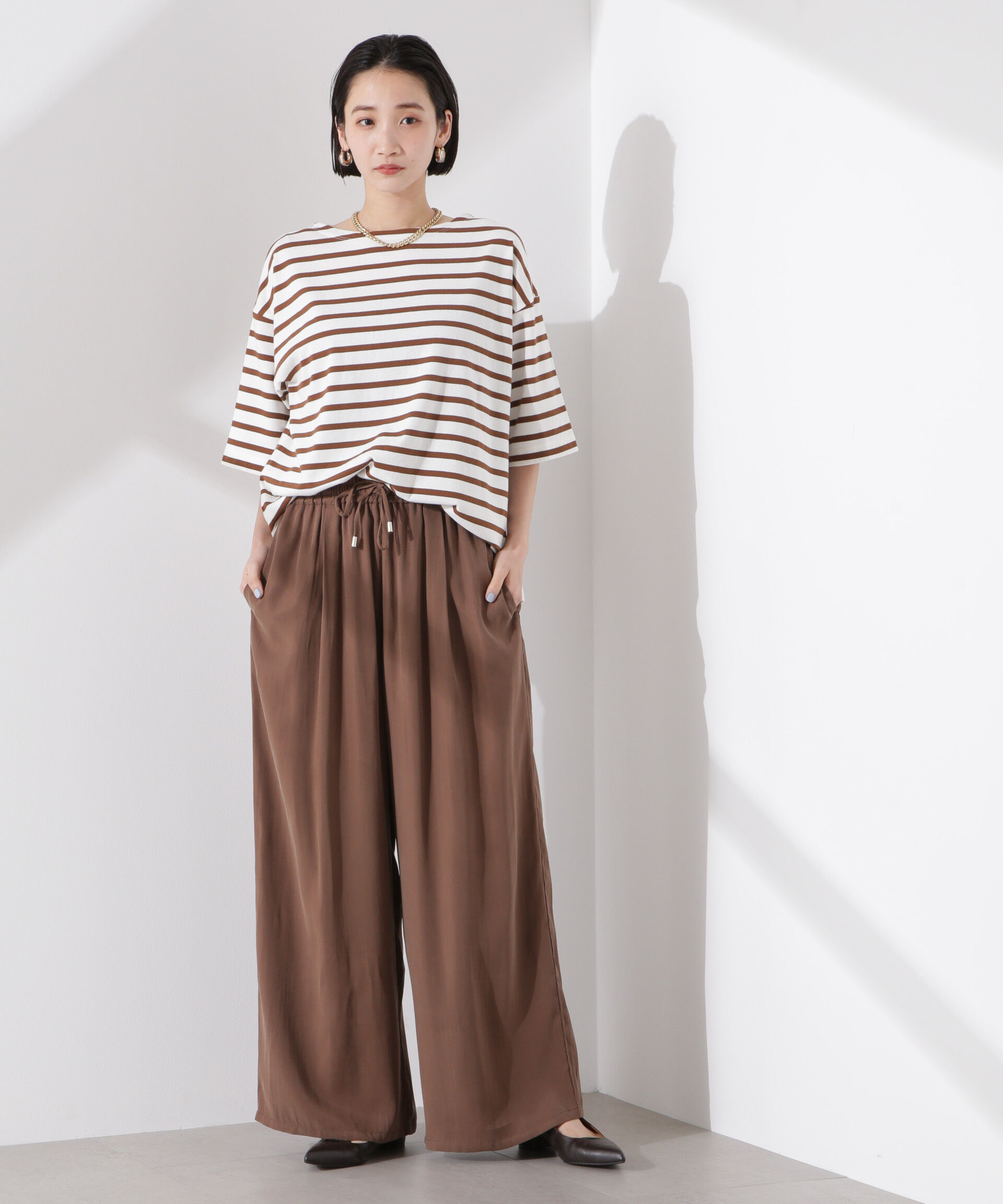 nano･universe「パネルボーダーワイドトップス」|Tシャツ・カットソー|