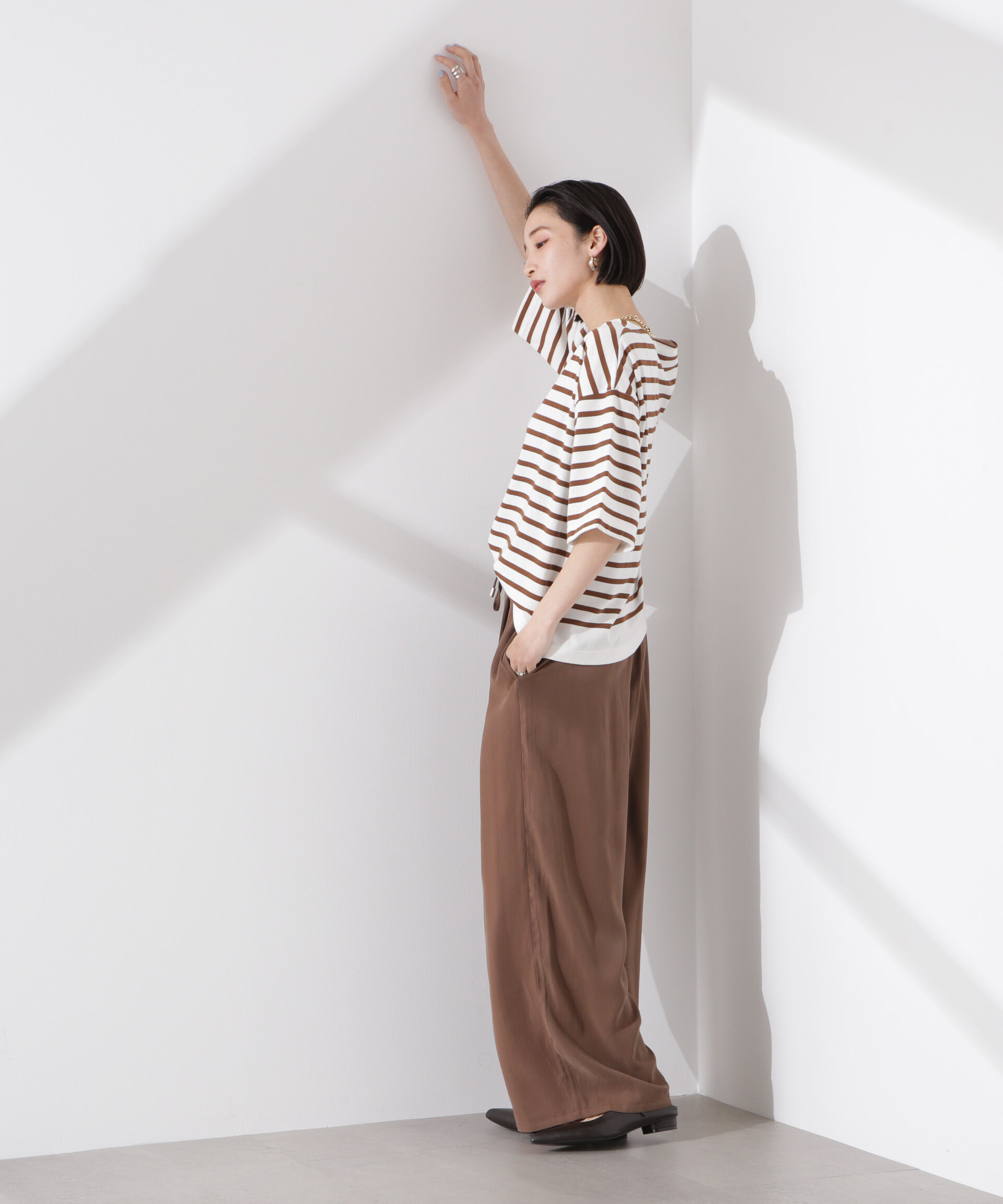 nano･universe「パネルボーダーワイドトップス」|Tシャツ・カットソー|