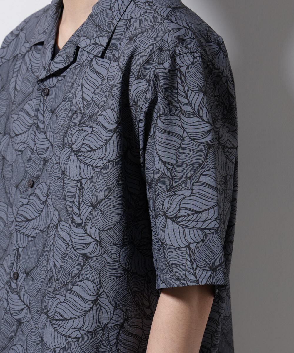 nano･universe「ボタニカルパターンサッカーシャツ 半袖(セットアップ可)」|シャツ・ブラウス|