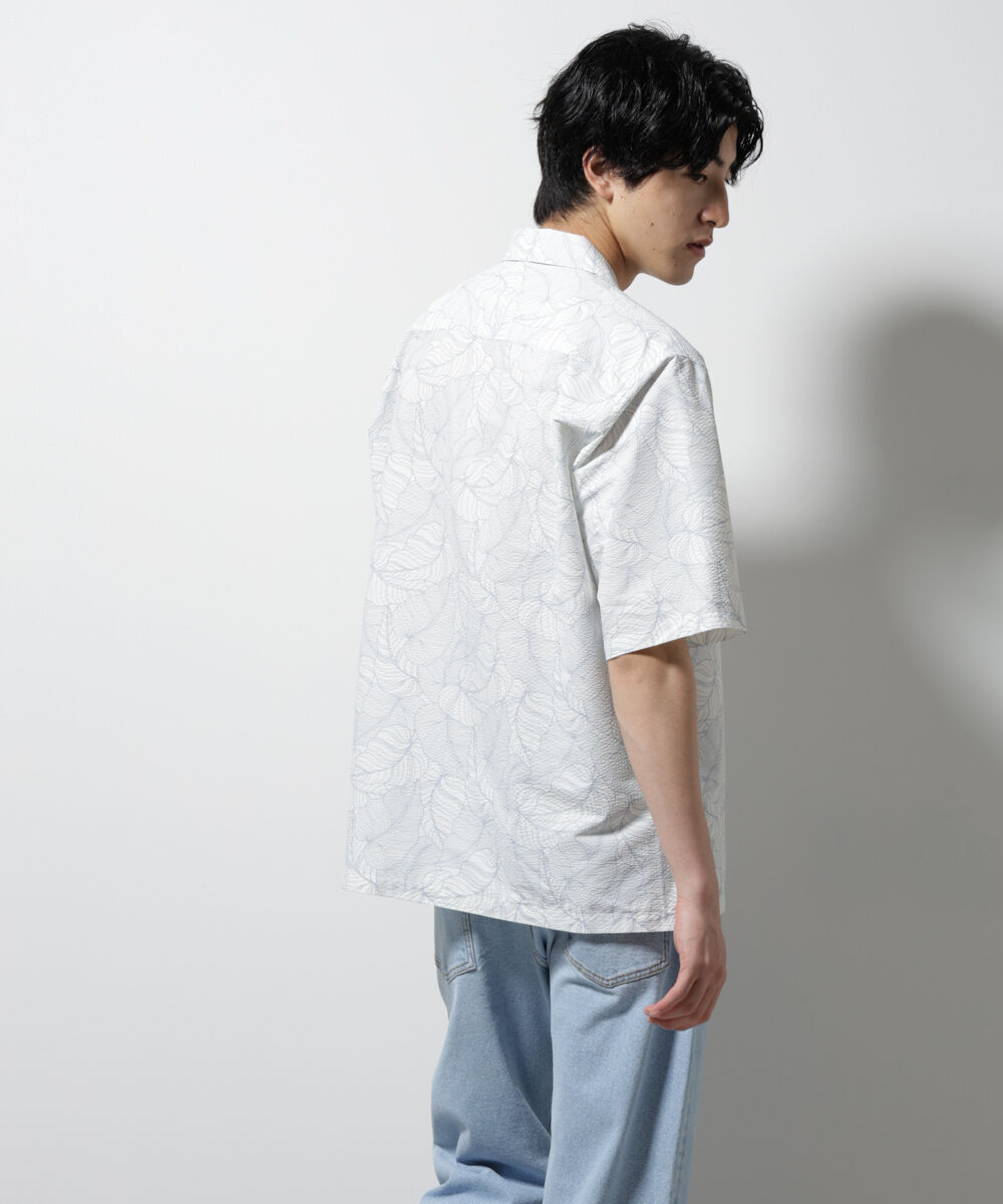 nano･universe「ボタニカルパターンサッカーシャツ 半袖(セットアップ可)」|シャツ・ブラウス|