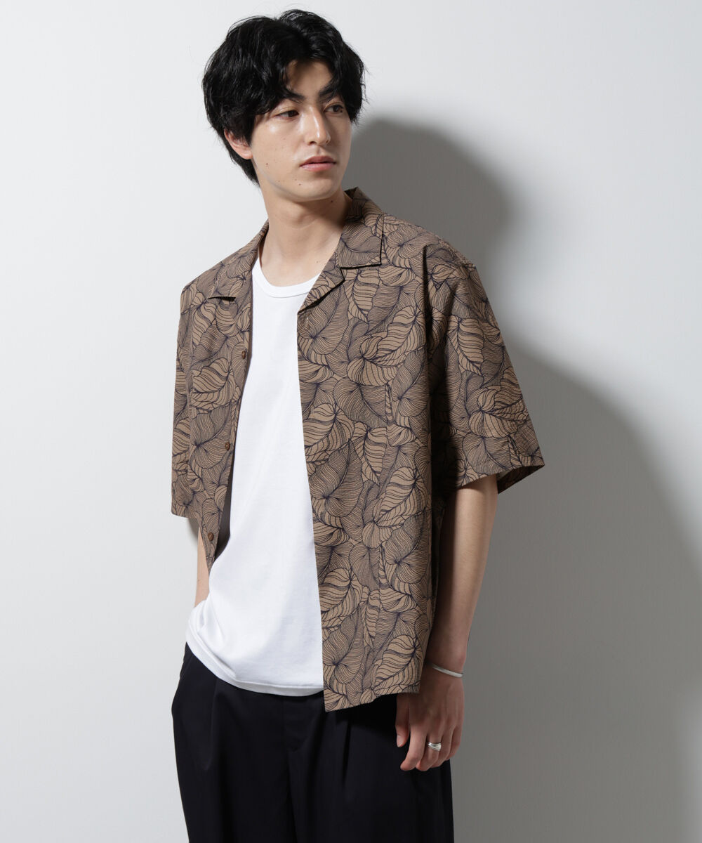 nano･universe「ボタニカルパターンサッカーシャツ 半袖(セットアップ可)」|シャツ・ブラウス|