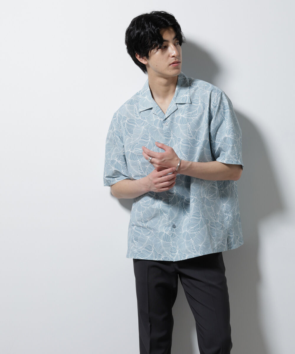 nano･universe「ボタニカルパターンサッカーシャツ 半袖(セットアップ可)」|シャツ・ブラウス|