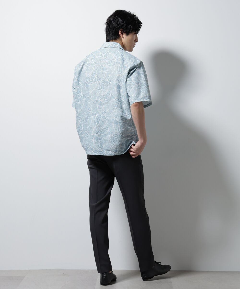 nano･universe「ボタニカルパターンサッカーシャツ 半袖(セットアップ可)」|シャツ・ブラウス|