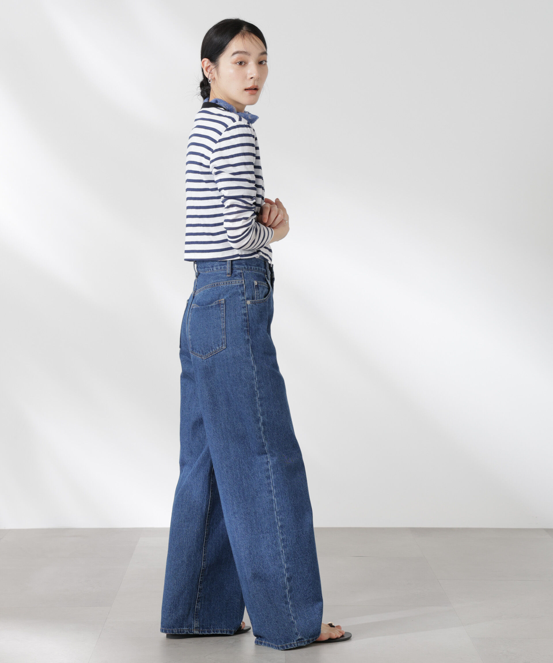 nano･universe「ボーダーシアーコットンカーディガン」|Tシャツ・カットソー|