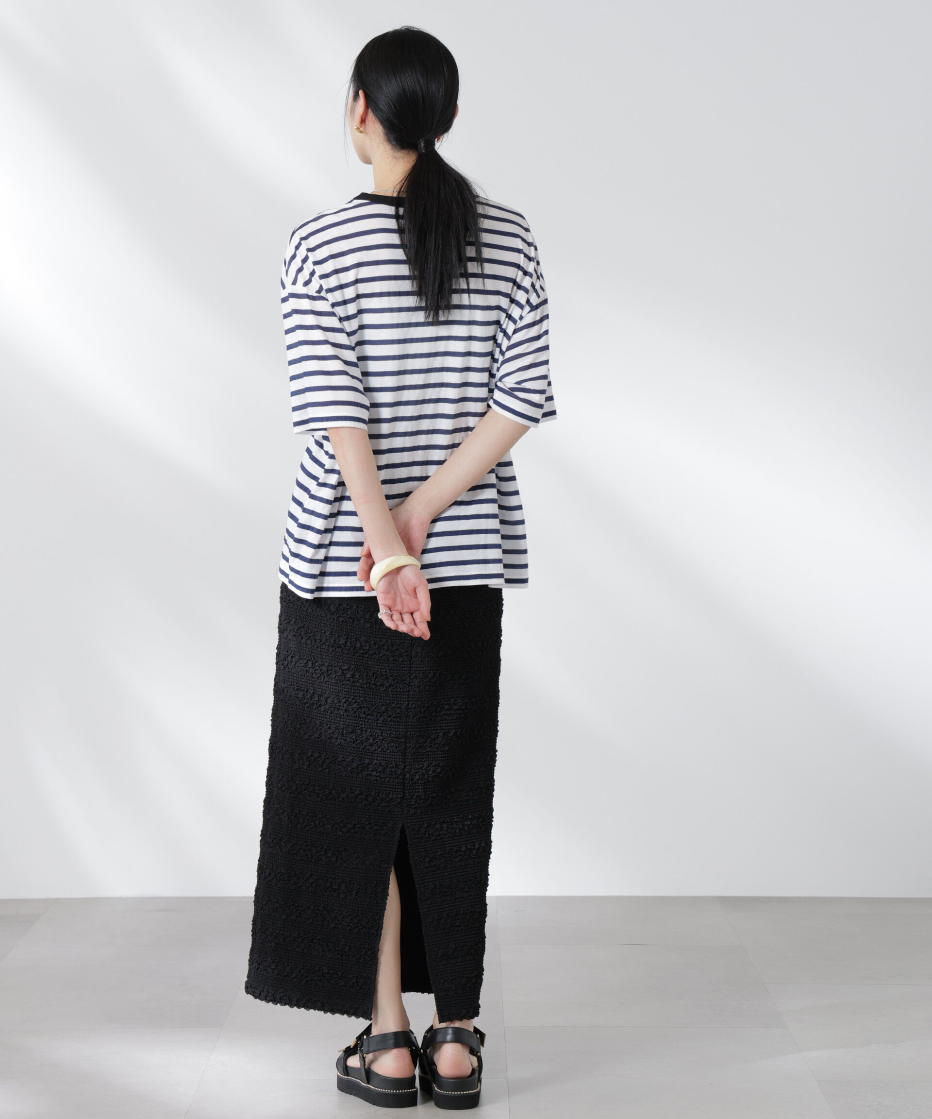 nano･universe「ボーダーシアーコットンTシャツ」|Tシャツ・カットソー|