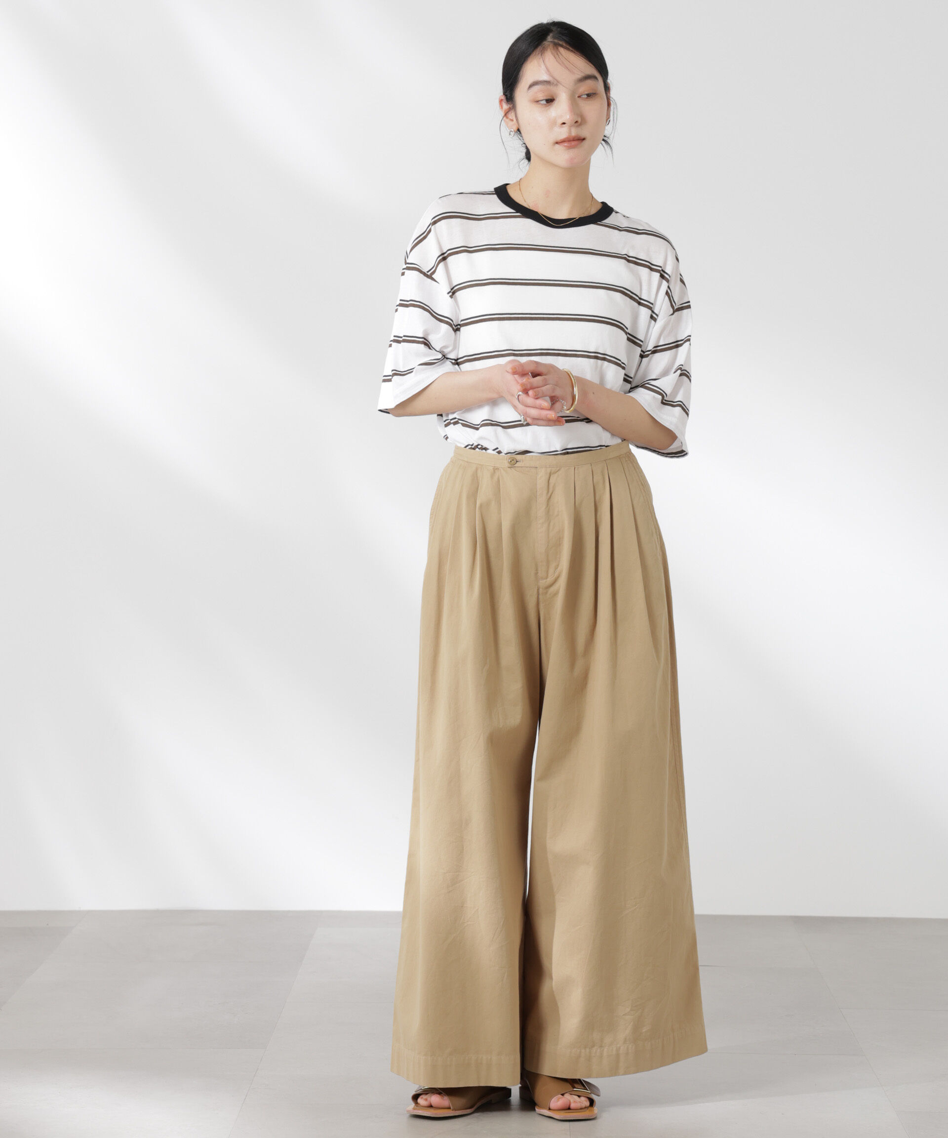 nano･universe「ボーダーシアーコットンTシャツ」|Tシャツ・カットソー|