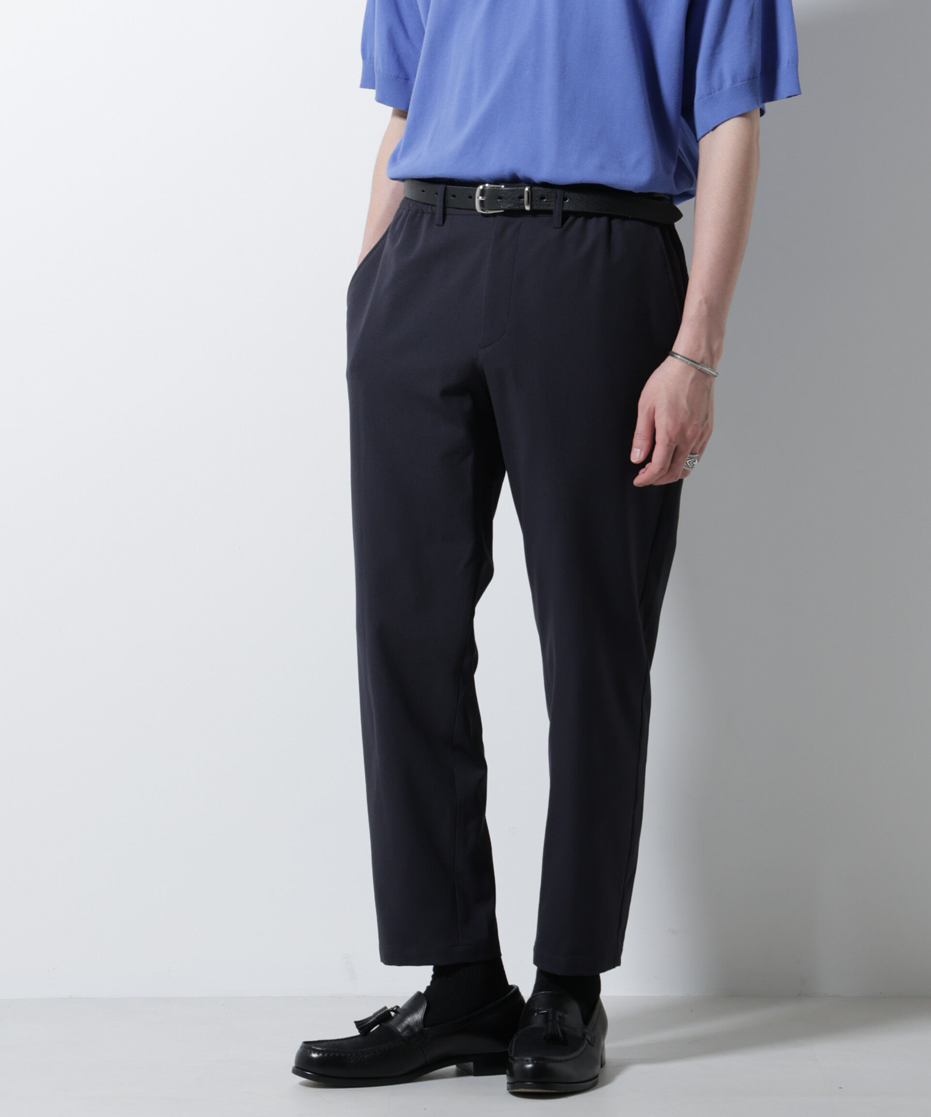 nano･universe「DotAir(R)ミニホールストレッチイージーパンツ/吸水速乾(セットアップ可)」|チノ|D.ネイビー1