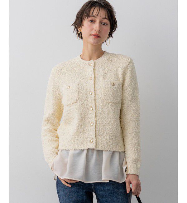23区「ファンシーツィーディー ポケットデザイン カーディガン」|カーディガン|アイボリー系