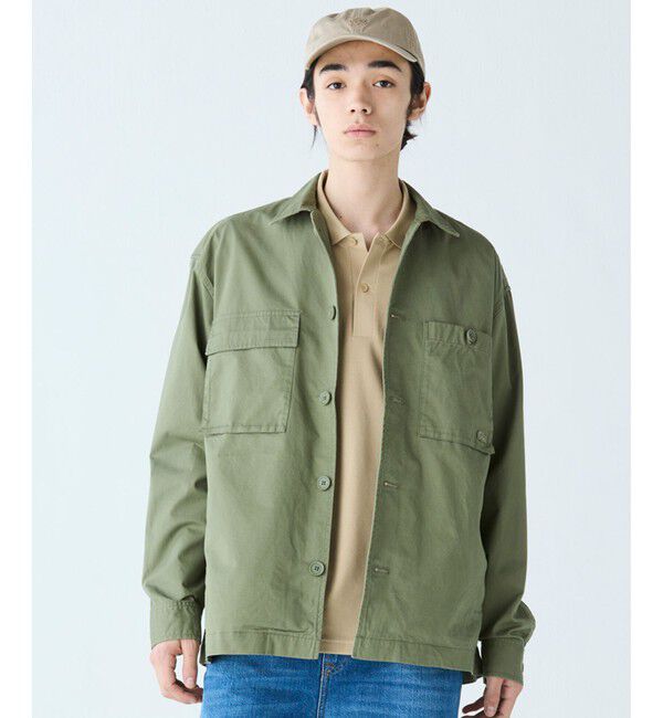 LACOSTE「コットンツイルワークシャツジャケット」|シャツ・ブラウス|カーキ