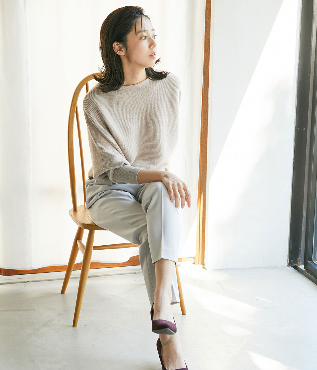 VIS「【EASY CARE】ウォッシャブルフラノツータックテーパードパンツ」|スラックス|