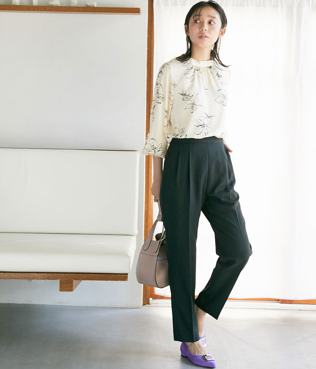 VIS「【EASY CARE】ウォッシャブルフラノツータックテーパードパンツ」|スラックス|