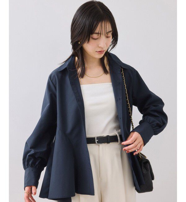 VIS「ヘムデザインフレアシャツ/イージーケア」|シャツ・ブラウス|ネイビー(40)