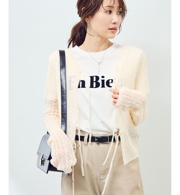 Rope&rsquo;Picnic「レース編みメッシュニットカーディガン」|カーディガン|