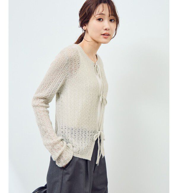 Rope&rsquo;Picnic「レース編みメッシュニットカーディガン」|カーディガン|