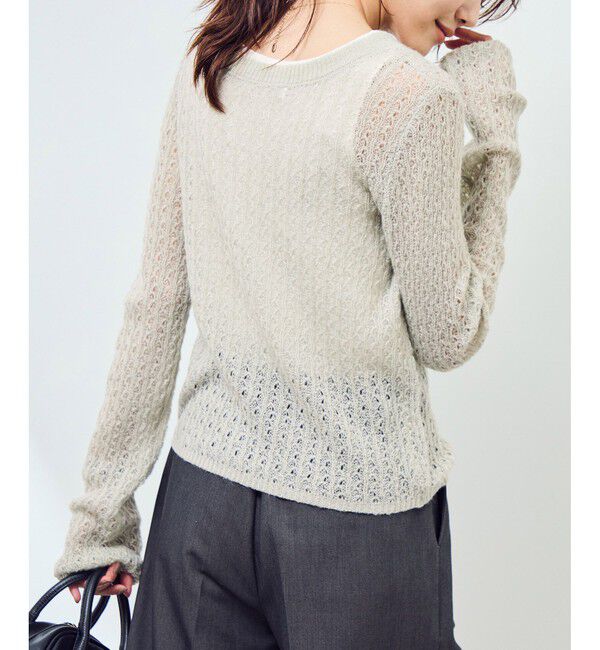 Rope&rsquo;Picnic「レース編みメッシュニットカーディガン」|カーディガン|