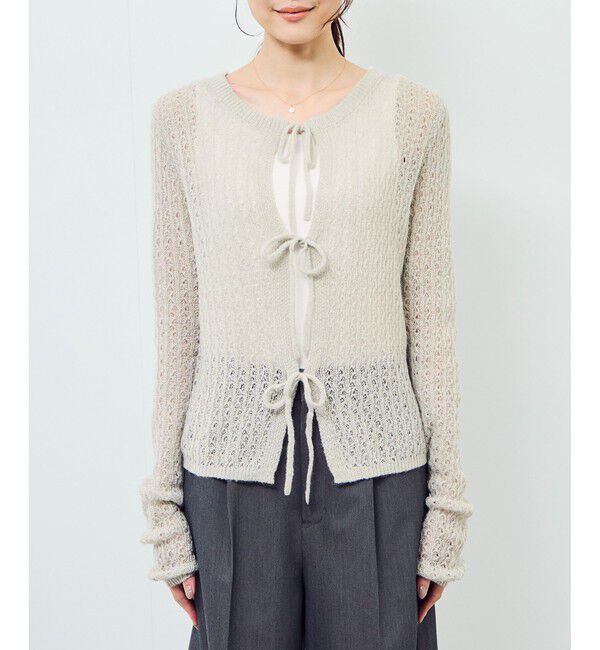 Rope&rsquo;Picnic「レース編みメッシュニットカーディガン」|カーディガン|
