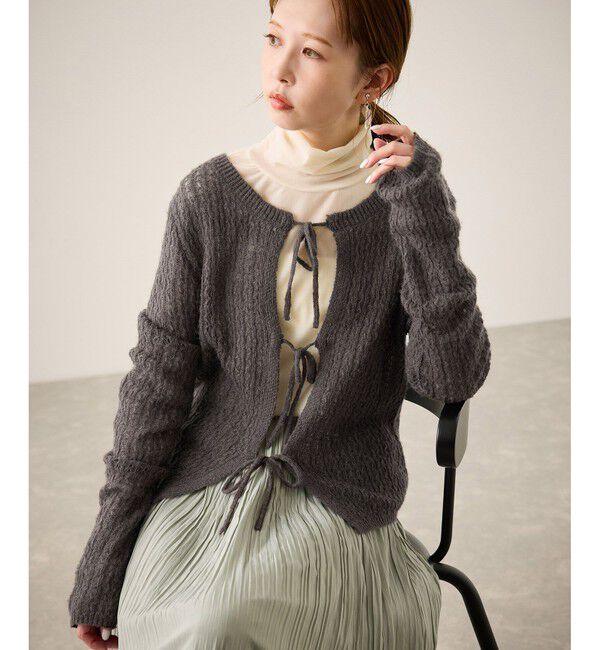 Rope&rsquo;Picnic「レース編みメッシュニットカーディガン」|カーディガン|