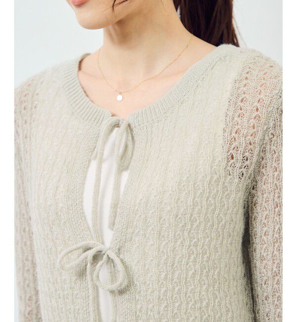 Rope&rsquo;Picnic「レース編みメッシュニットカーディガン」|カーディガン|