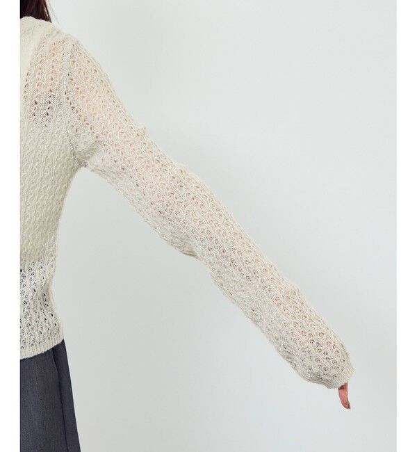 Rope&rsquo;Picnic「レース編みメッシュニットカーディガン」|カーディガン|