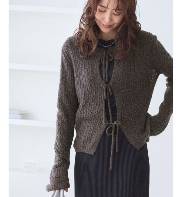 Rope&rsquo;Picnic「レース編みメッシュニットカーディガン」|カーディガン|