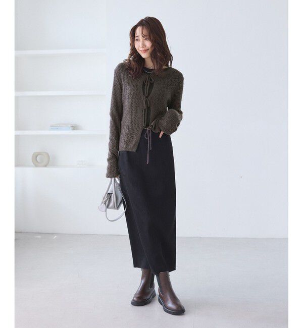 Rope&rsquo;Picnic「レース編みメッシュニットカーディガン」|カーディガン|