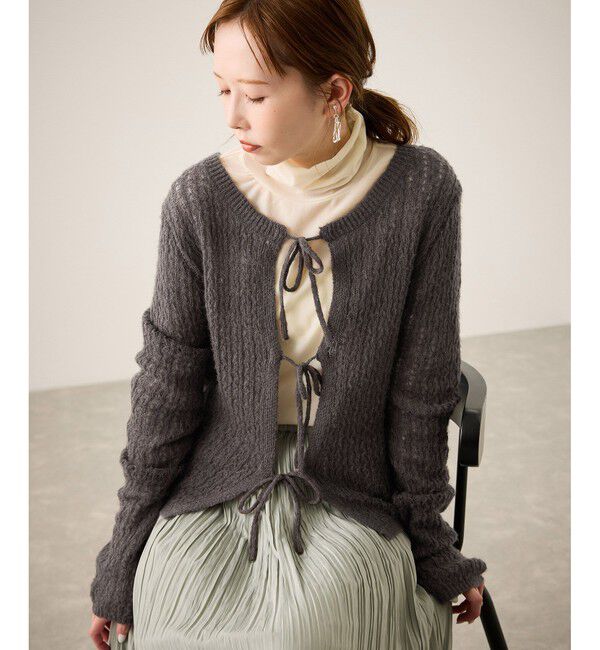 Rope&rsquo;Picnic「レース編みメッシュニットカーディガン」|カーディガン|ブラウン(20)