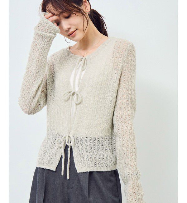 Rope&rsquo;Picnic「レース編みメッシュニットカーディガン」|カーディガン|ベージュ系(28)
