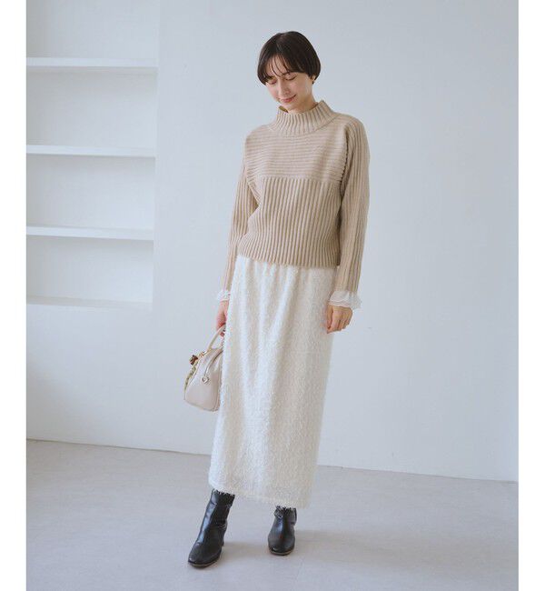 Rope&rsquo;Picnic「もちもちリブ切り替えニットプルオーバー/イージーケア・リンクコーデ」|ニット・セーター|