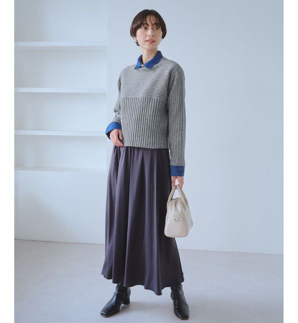 Rope&rsquo;Picnic「もちもちリブ切り替えニットプルオーバー/イージーケア・リンクコーデ」|ニット・セーター|