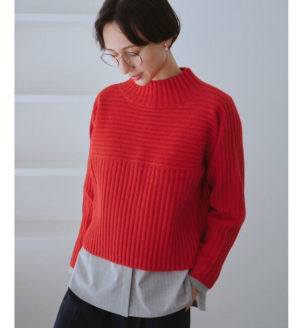 Rope&rsquo;Picnic「もちもちリブ切り替えニットプルオーバー/イージーケア・リンクコーデ」|ニット・セーター|