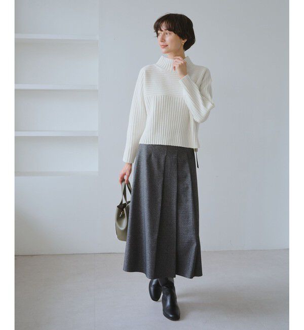 Rope&rsquo;Picnic「もちもちリブ切り替えニットプルオーバー/イージーケア・リンクコーデ」|ニット・セーター|