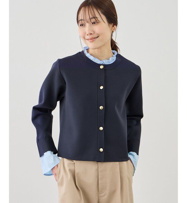 Rope&rsquo;Picnic「襟フリルドッキングカーディガン」|カーディガン|ネイビー(40)
