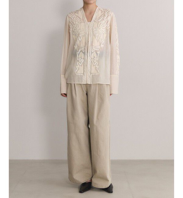 ADAM ET ROPE'「【EMOELLE】ステッチエンブロイダリーブラウス」|シャツ・ブラウス|