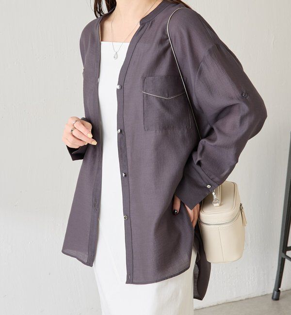  「【丈を変えられる】ヴィンテージライクリンクルシアーシャツ」|シャツ・ブラウス|チャコールグレー
