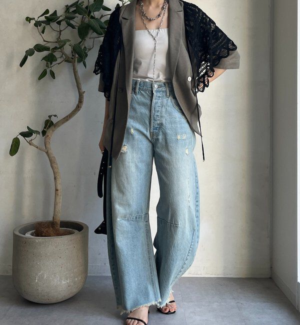  「【ベストセラーアイテム】ダメージカーブデニム」|デニム|