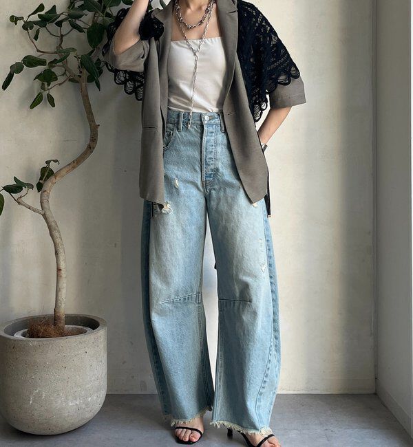  「【ベストセラーアイテム】ダメージカーブデニム」|デニム|